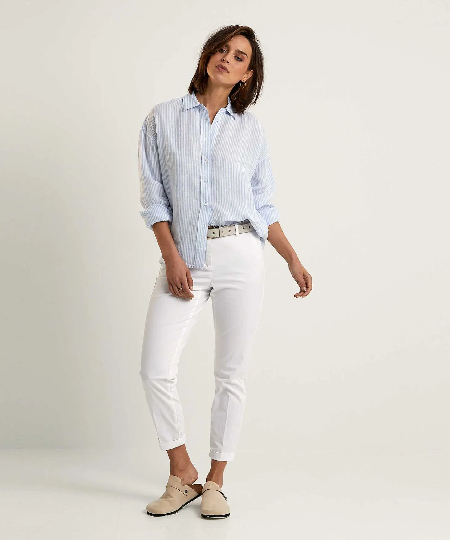 Moscow Linnen Blouse Strepen Buttons