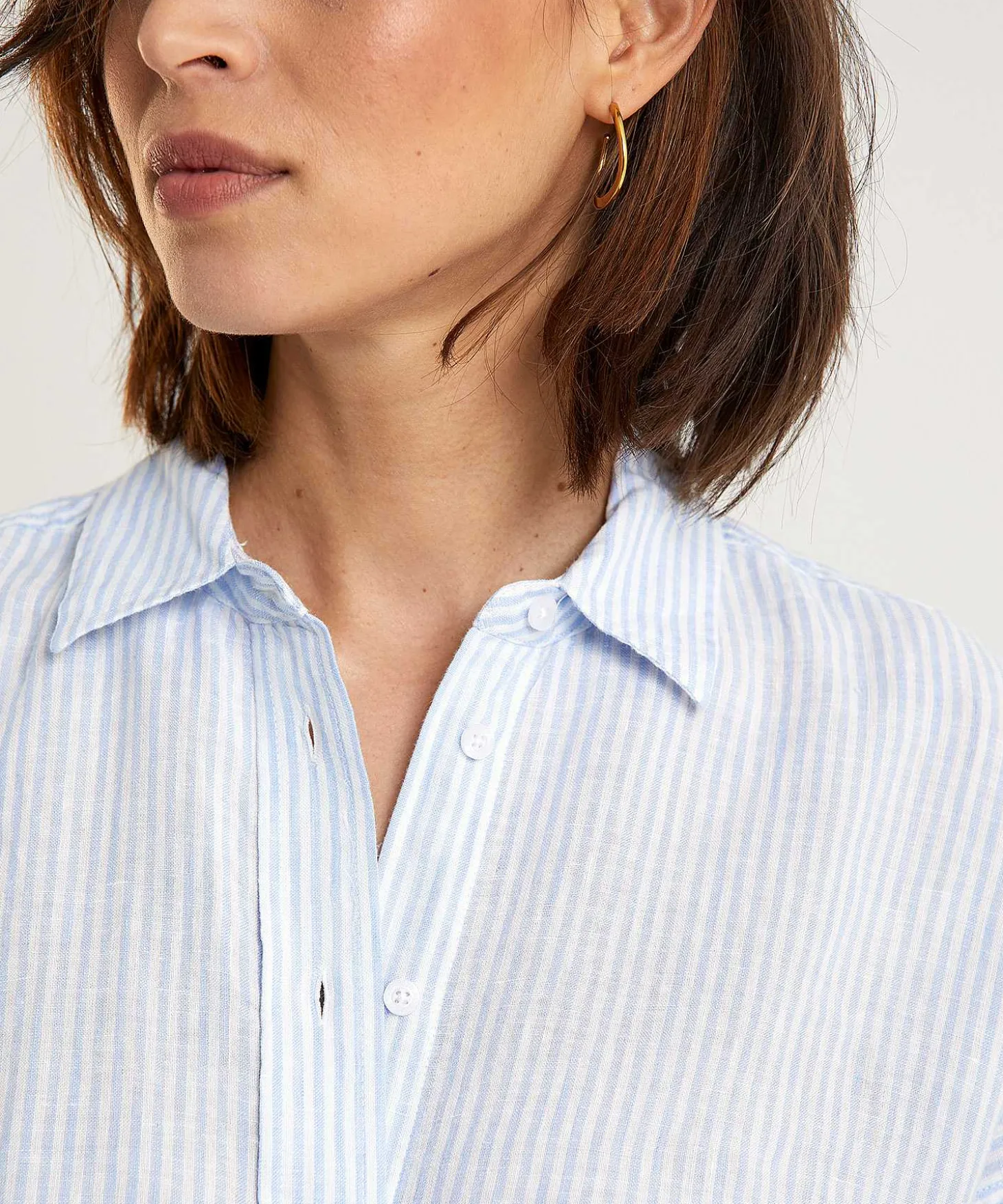 Moscow Linnen Blouse Strepen Buttons