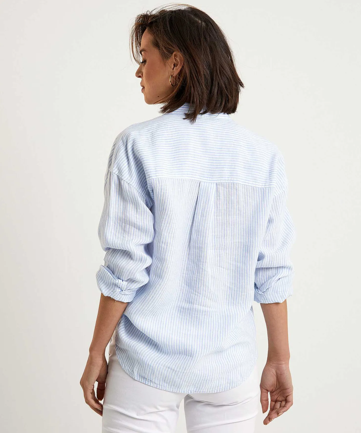 Moscow Linnen Blouse Strepen Buttons