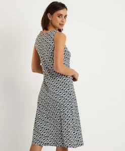 No Man's Land Slinky Mouwloze Jurk Retroprint