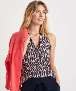 No Man's Land Slinky Overslagtop Blurry Print