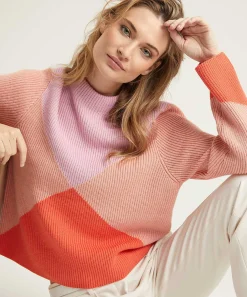 Oui Colorblock Trui Diagonaal