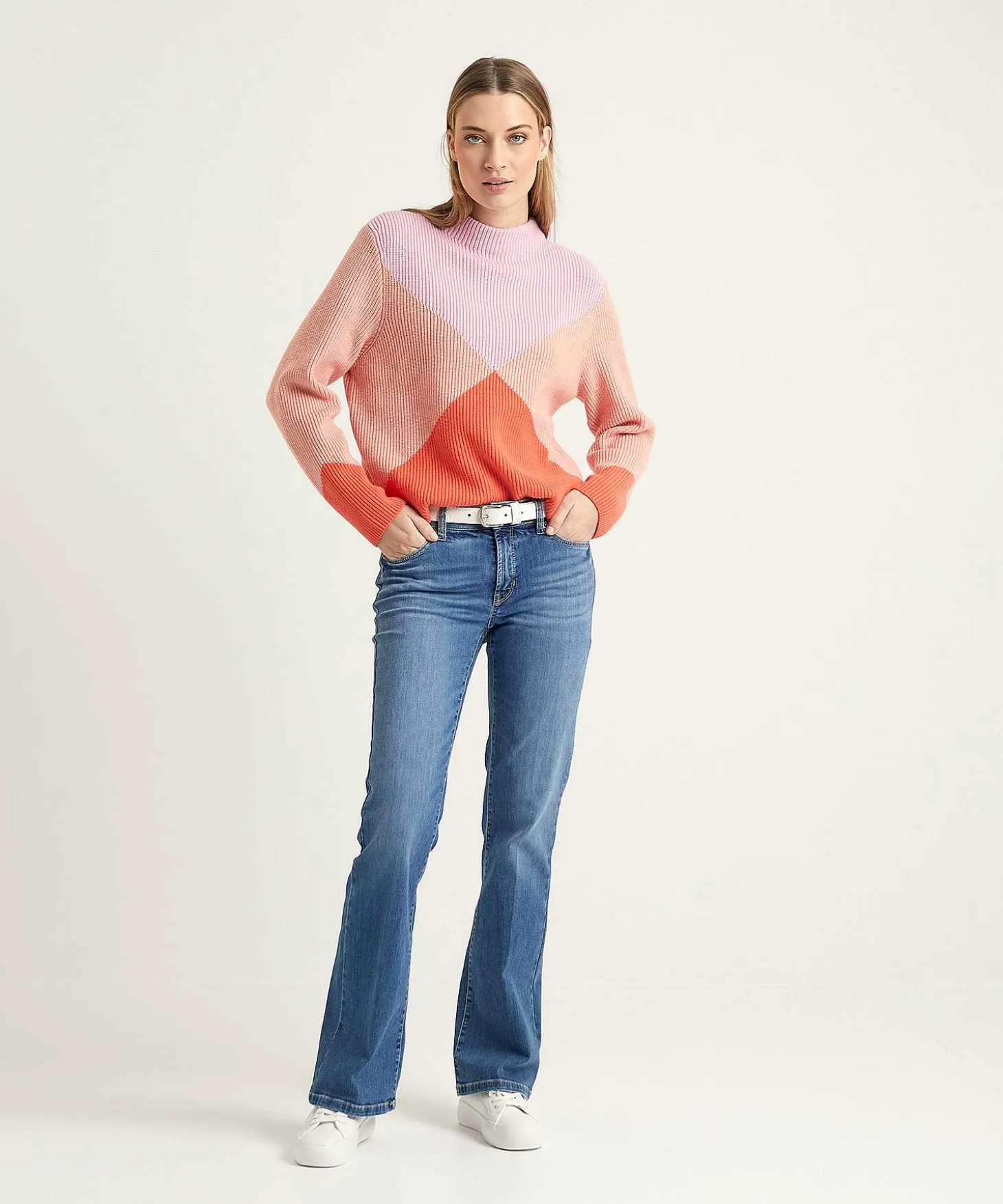 Oui Colorblock Trui Diagonaal