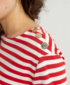 Oui Gestreept Shirt Sierknopen