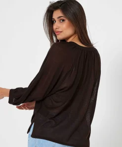 Oui Jersey Top Fijn Gebreid Knoopjes