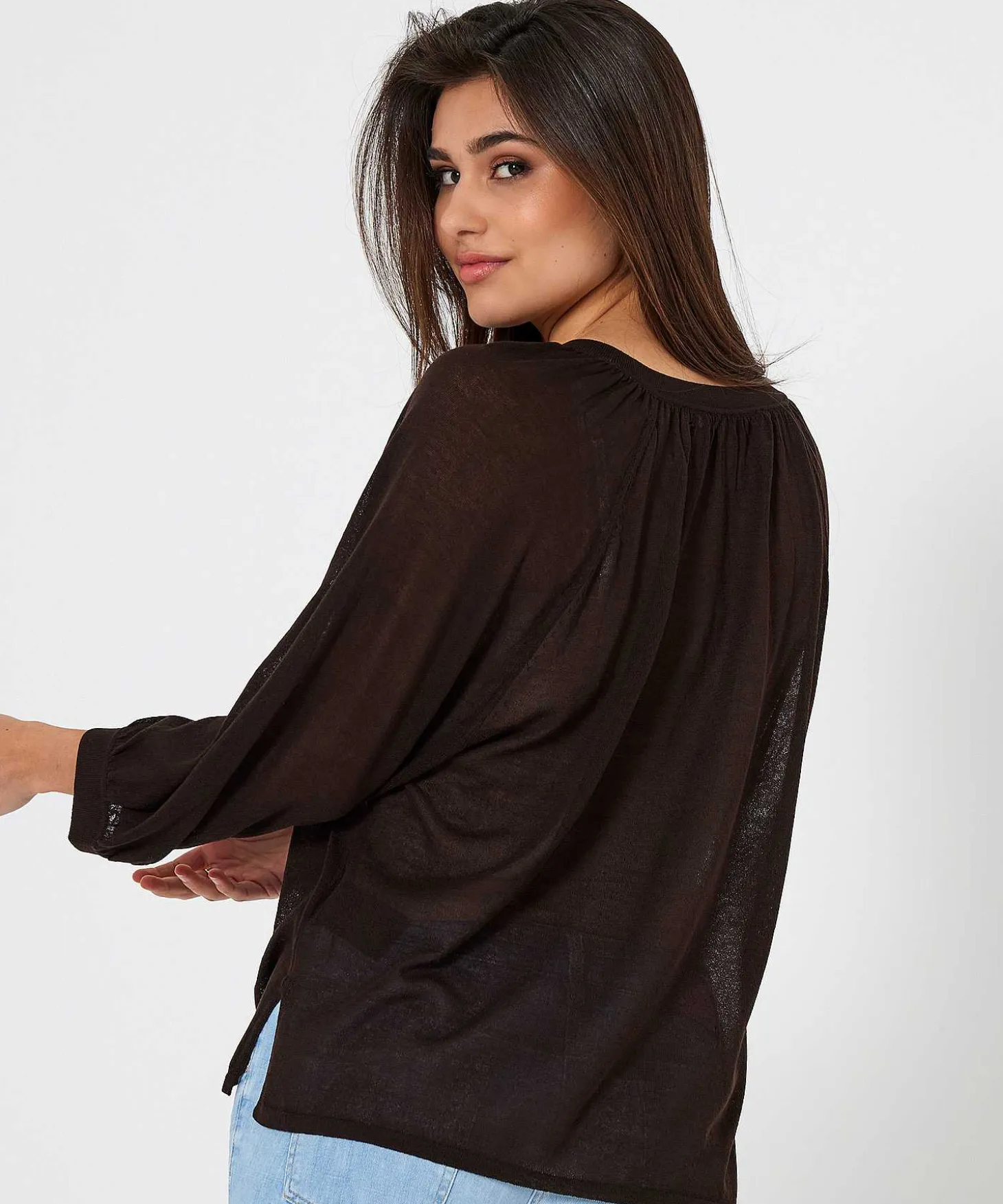 Oui Jersey Top Fijn Gebreid Knoopjes
