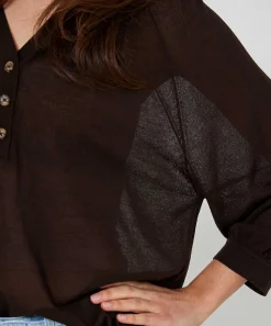 Oui Jersey Top Fijn Gebreid Knoopjes