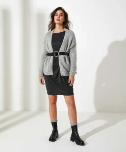 Oui Jurk Met Knoopdetail Lurex