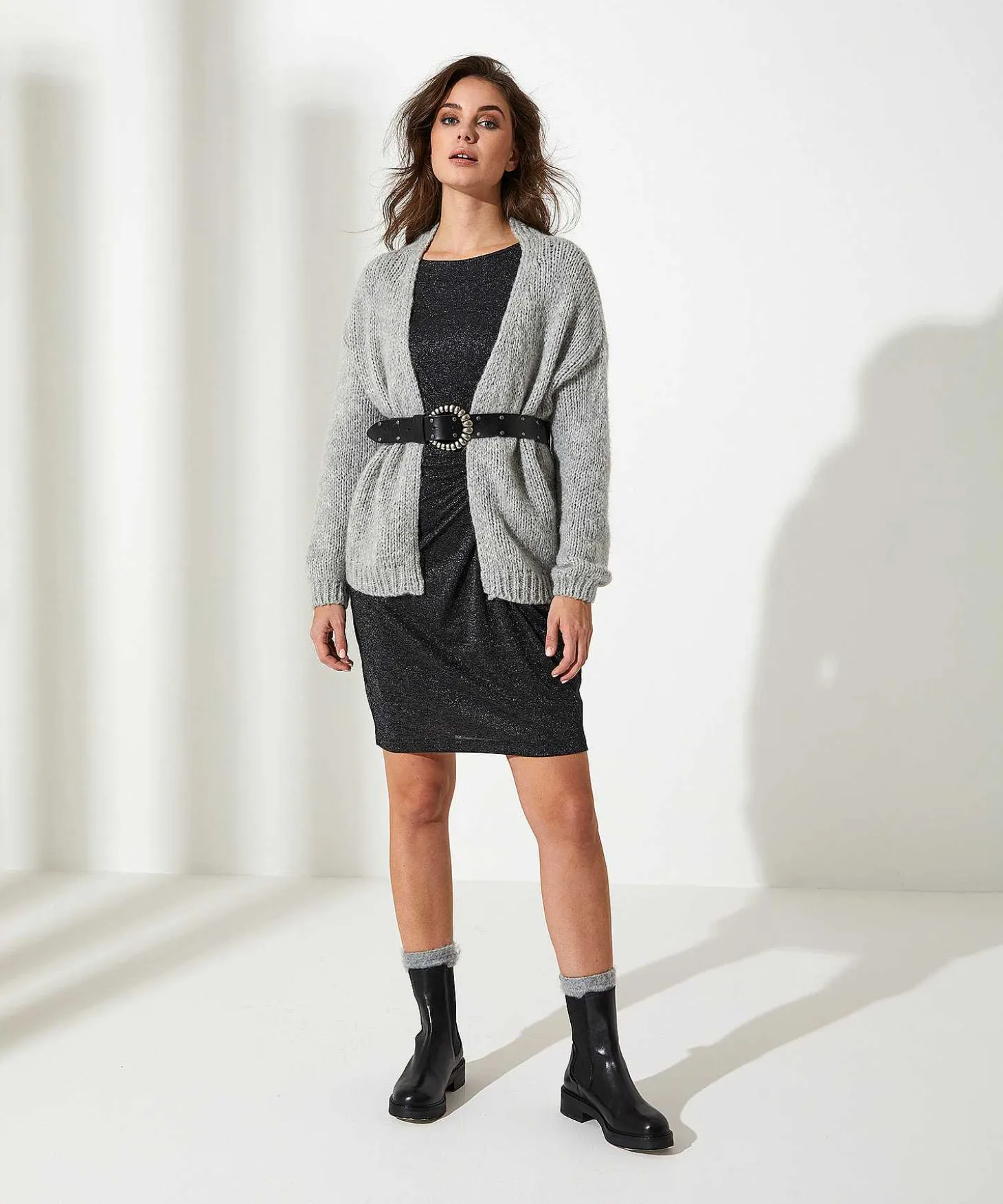 Oui Jurk Met Knoopdetail Lurex