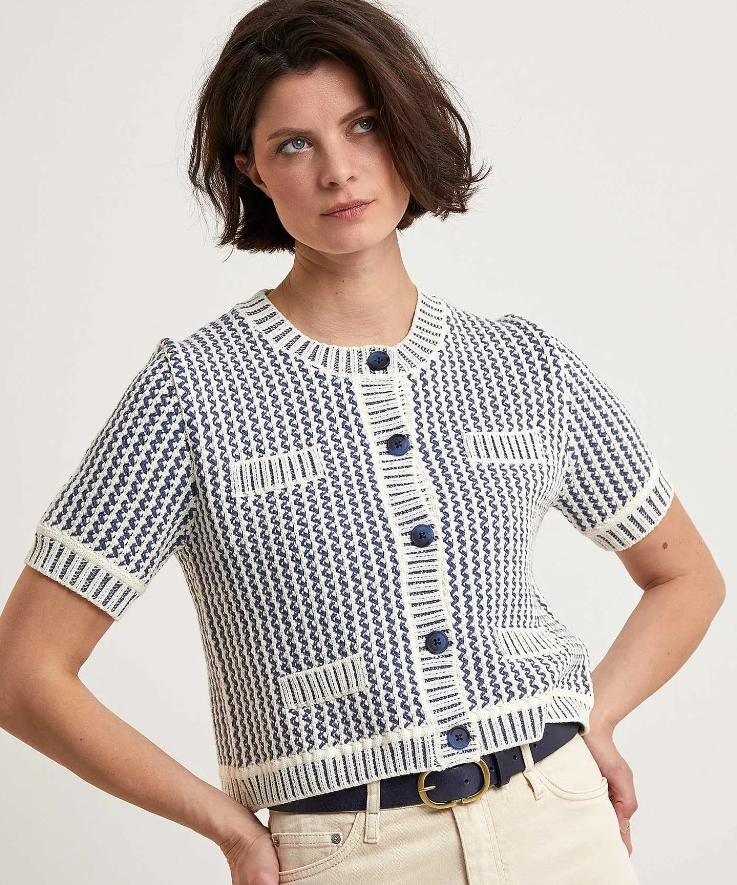 Oui Kort Vestje Two-Tone