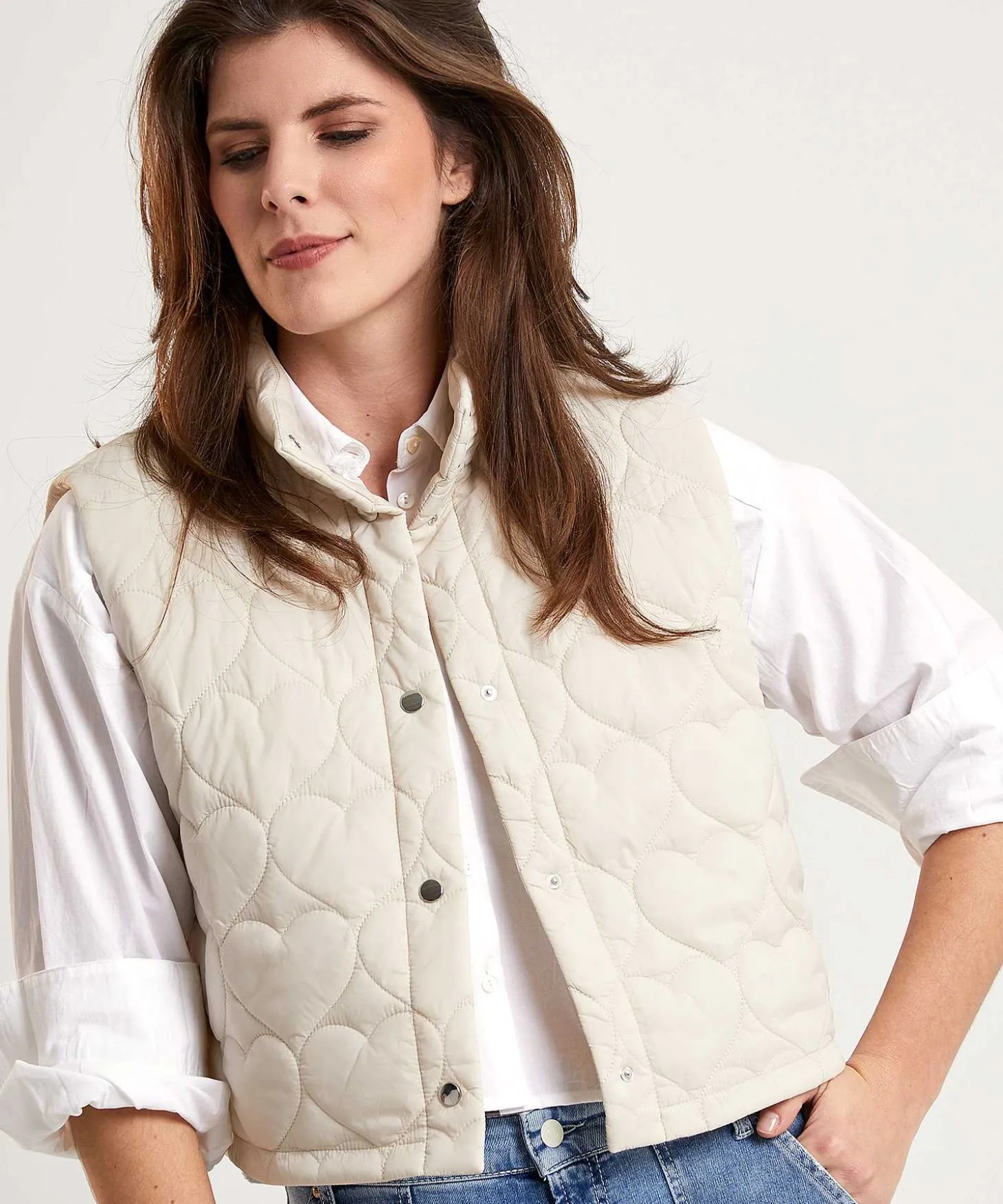Oui Korte Bodywarmer Hartjes