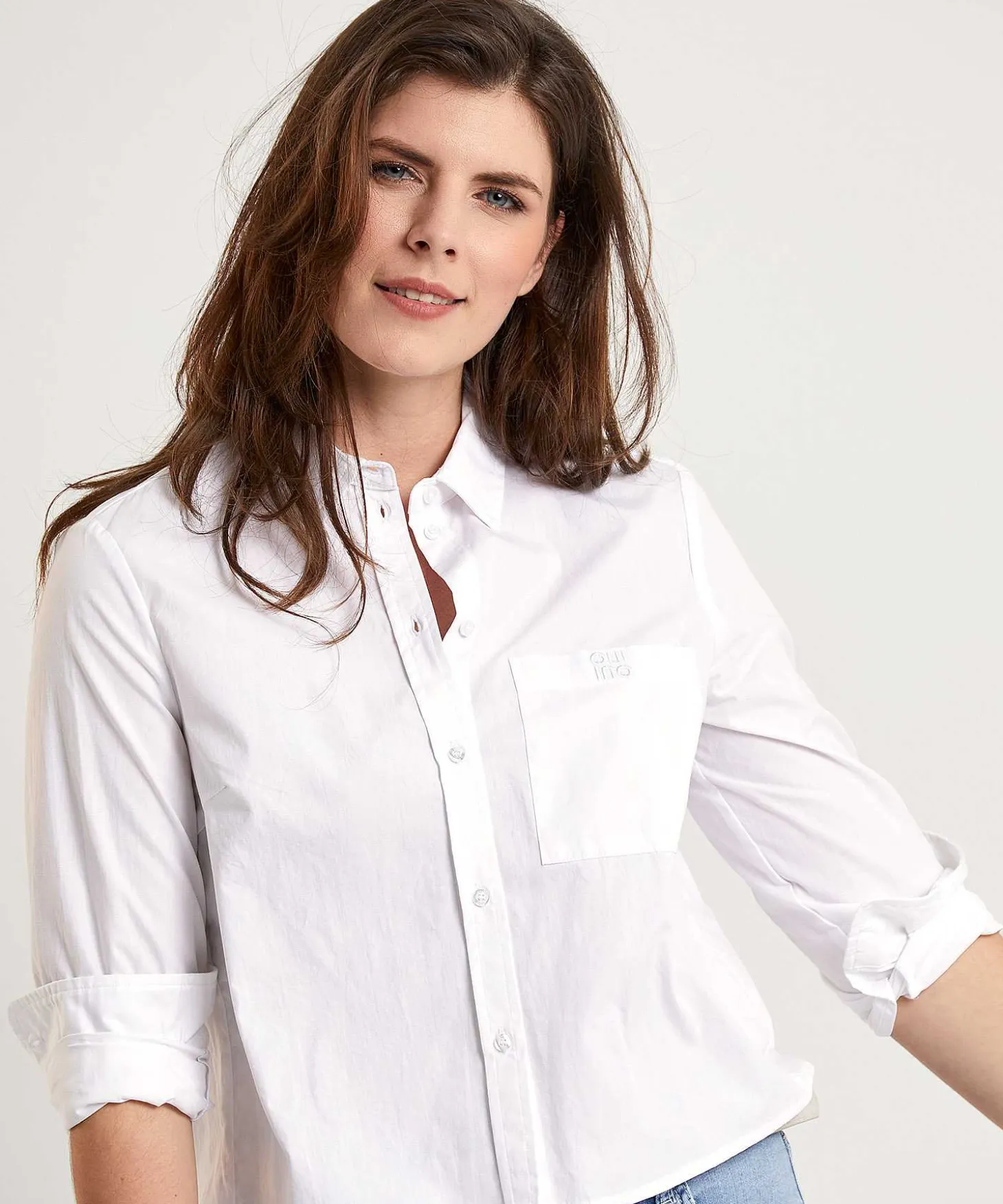 Oui Korte Poplin Blouse