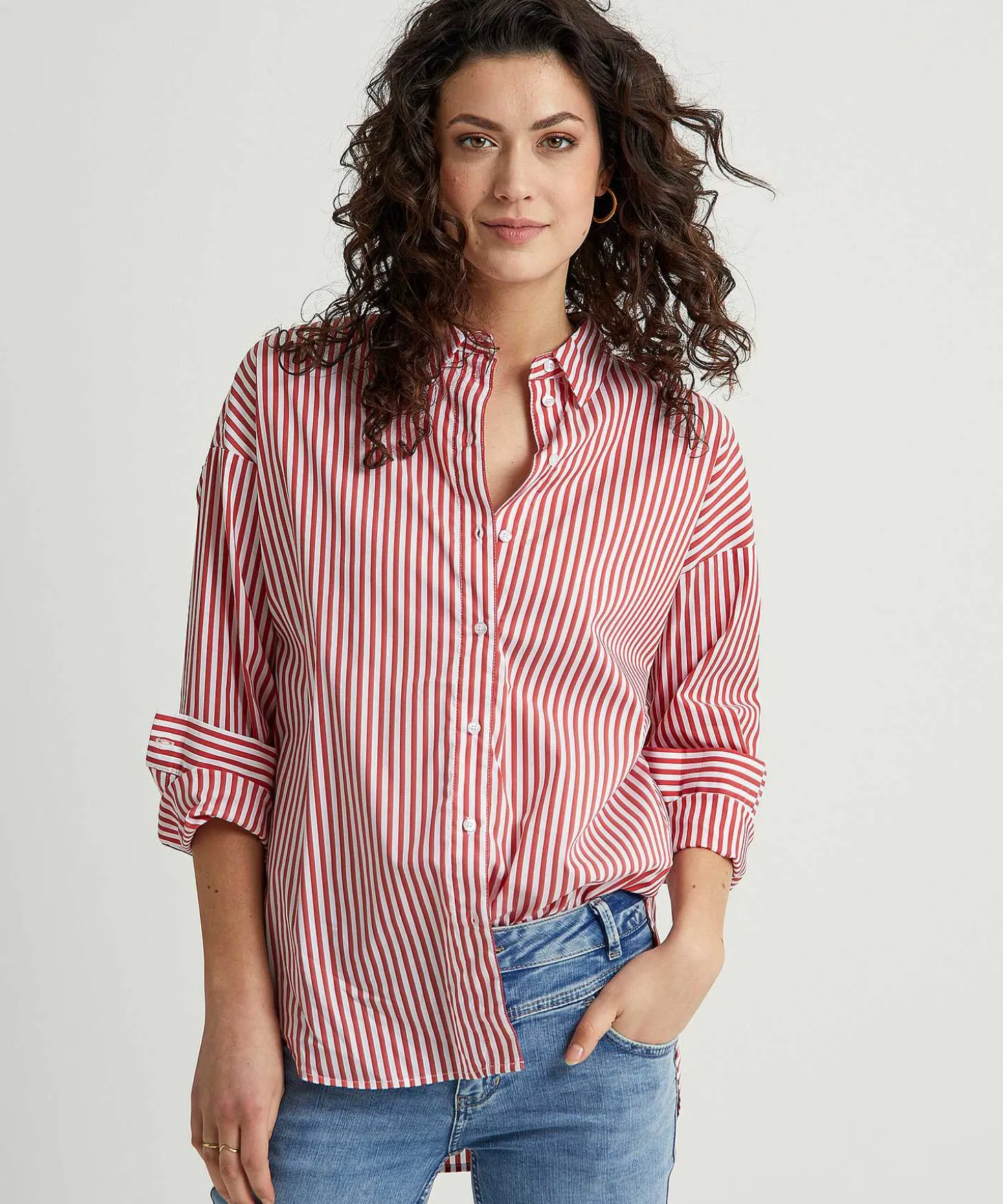 Oui Langere Blouse Streep