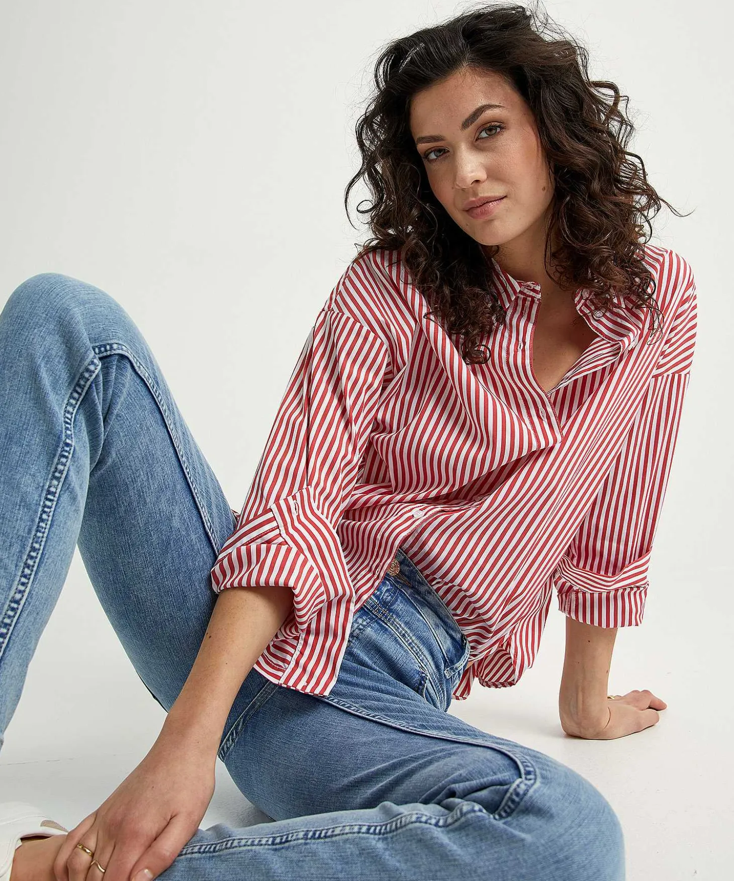 Oui Langere Blouse Streep