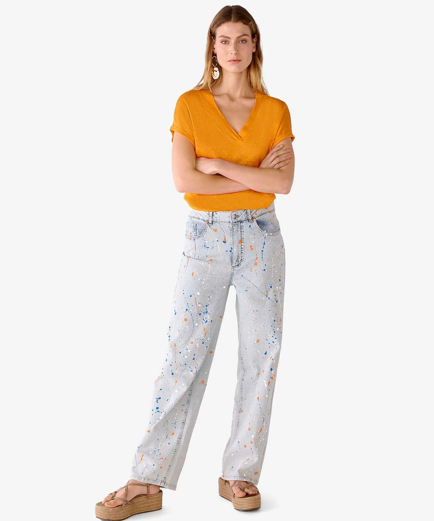 Oui Linnen Shirt V-Hals