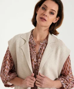 Oui Mouwloos Vest Puntaknit