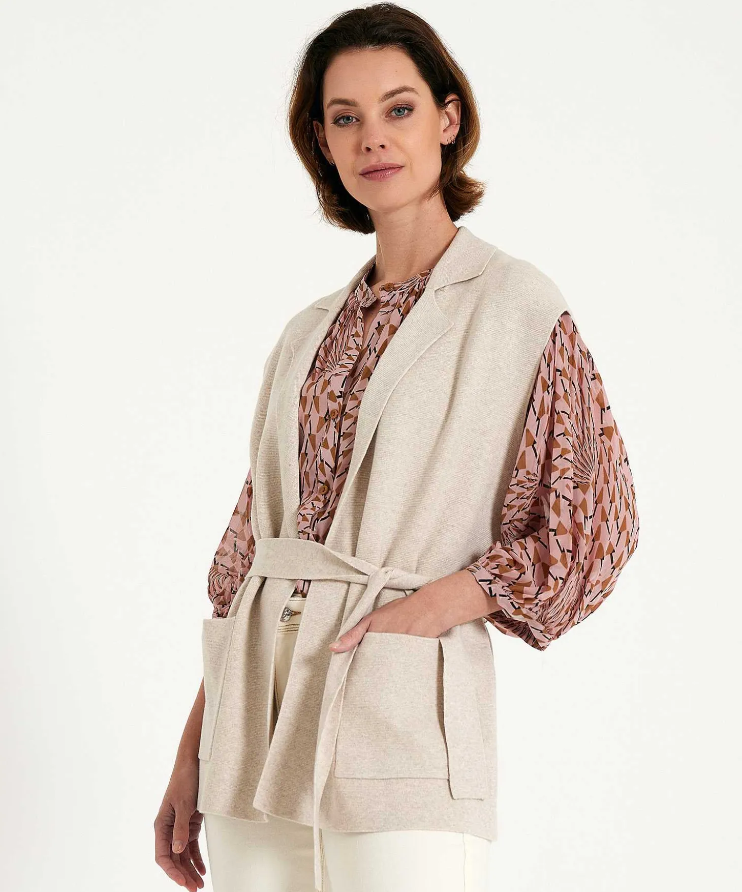 Oui Mouwloos Vest Puntaknit