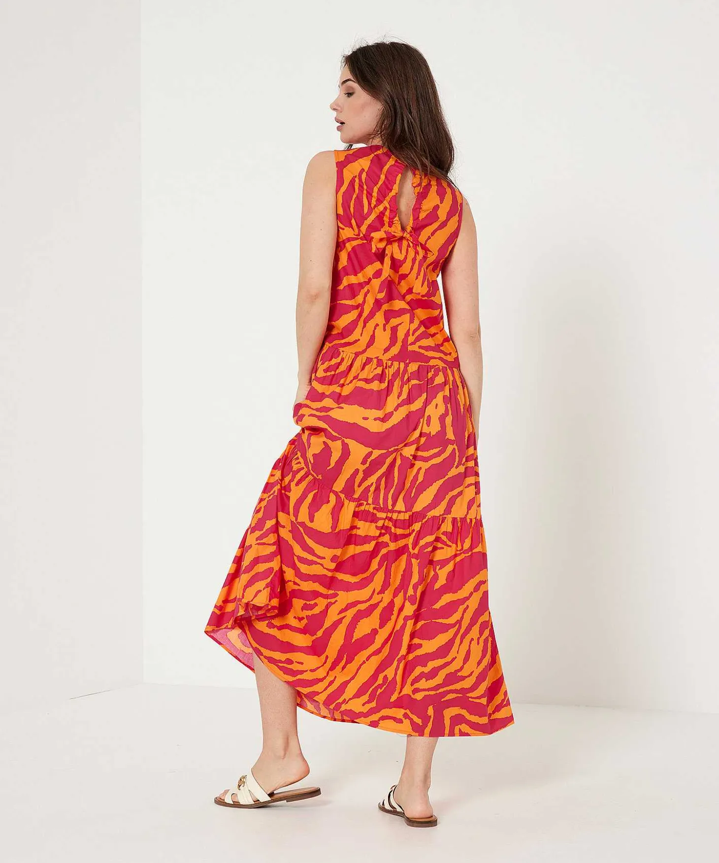 Oui Mouwloze Jurk Animalprint