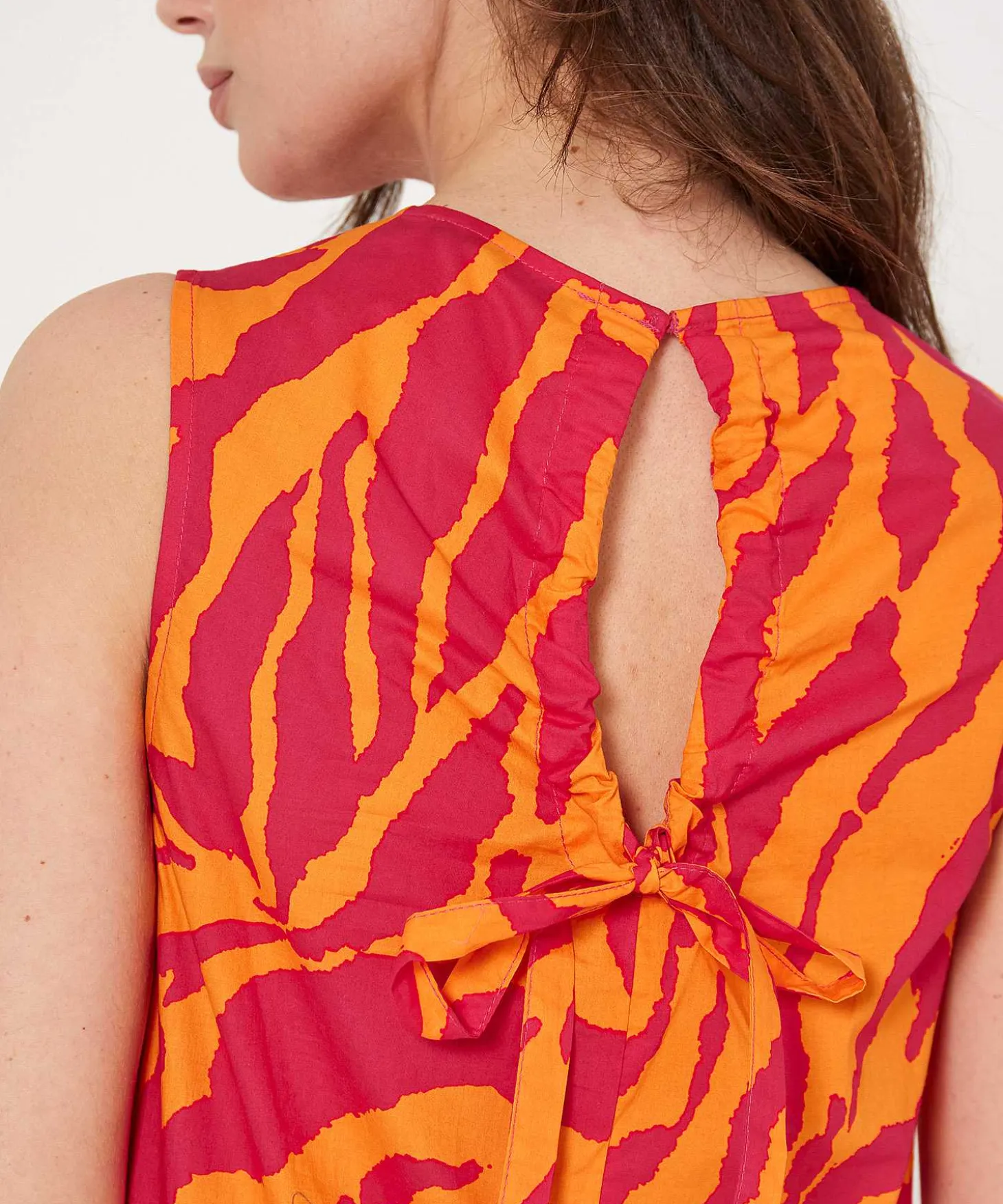 Oui Mouwloze Jurk Animalprint