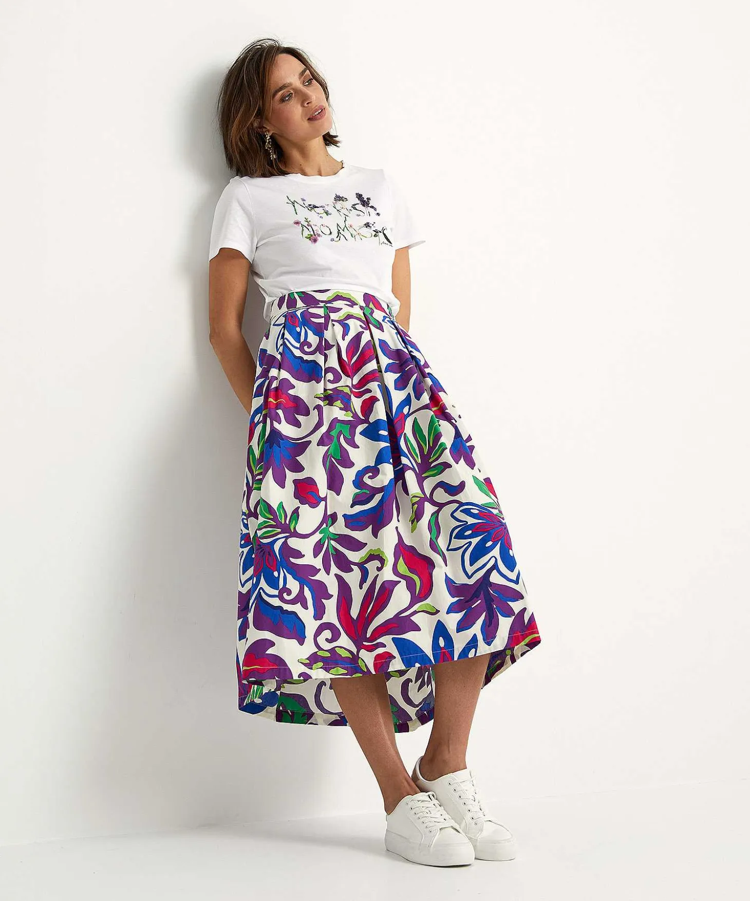 Oui Poplin Plooirok Big Flower