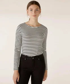Oui Shirt Strepen Lange Mouw
