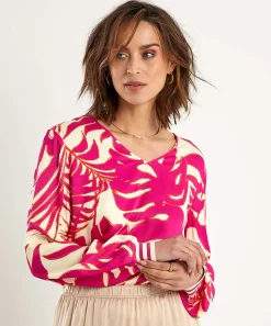 Oui Silky Blouse Bladprint