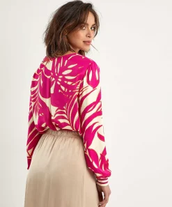 Oui Silky Blouse Bladprint