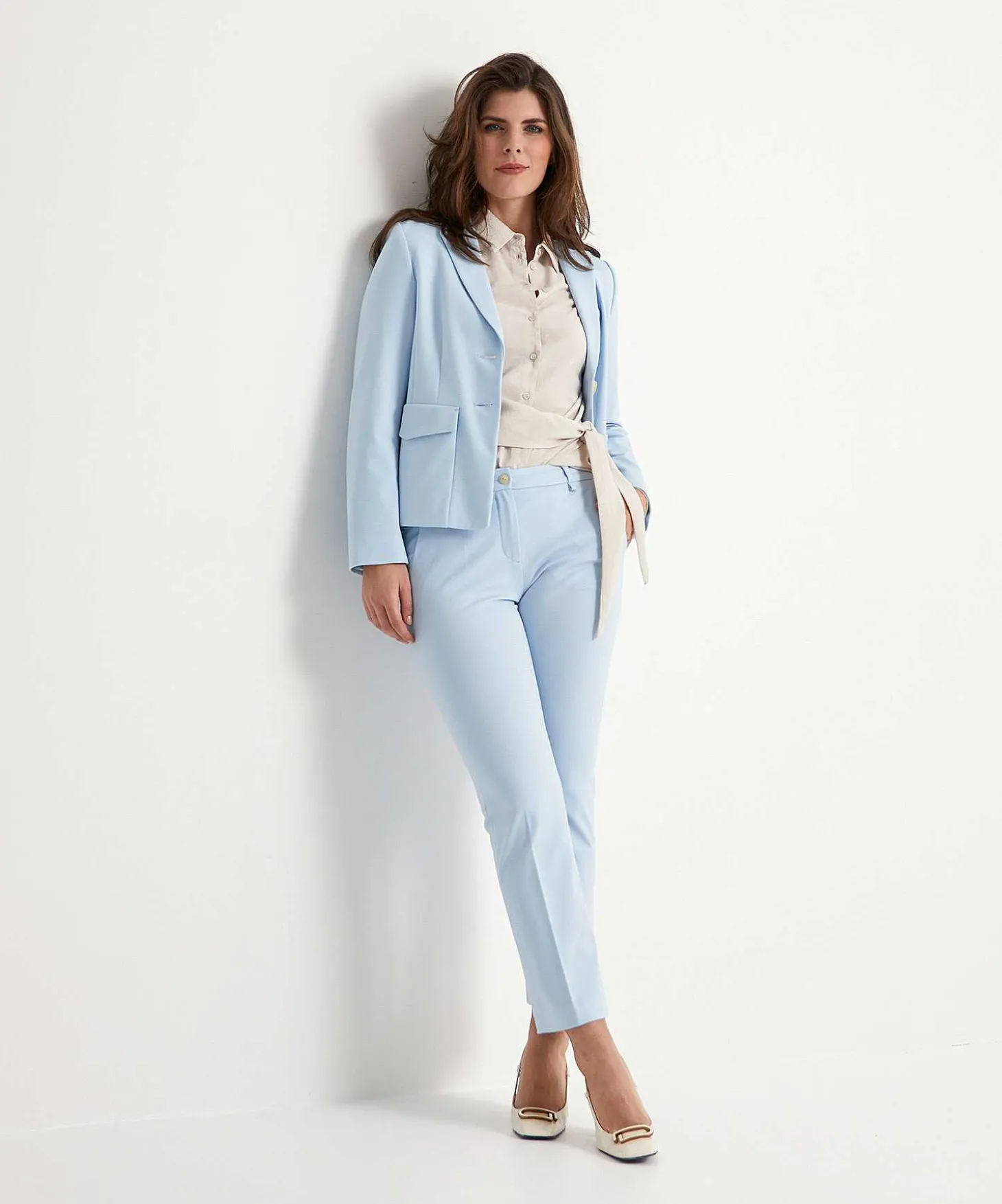 Oui Silky Blouse Met Knoop