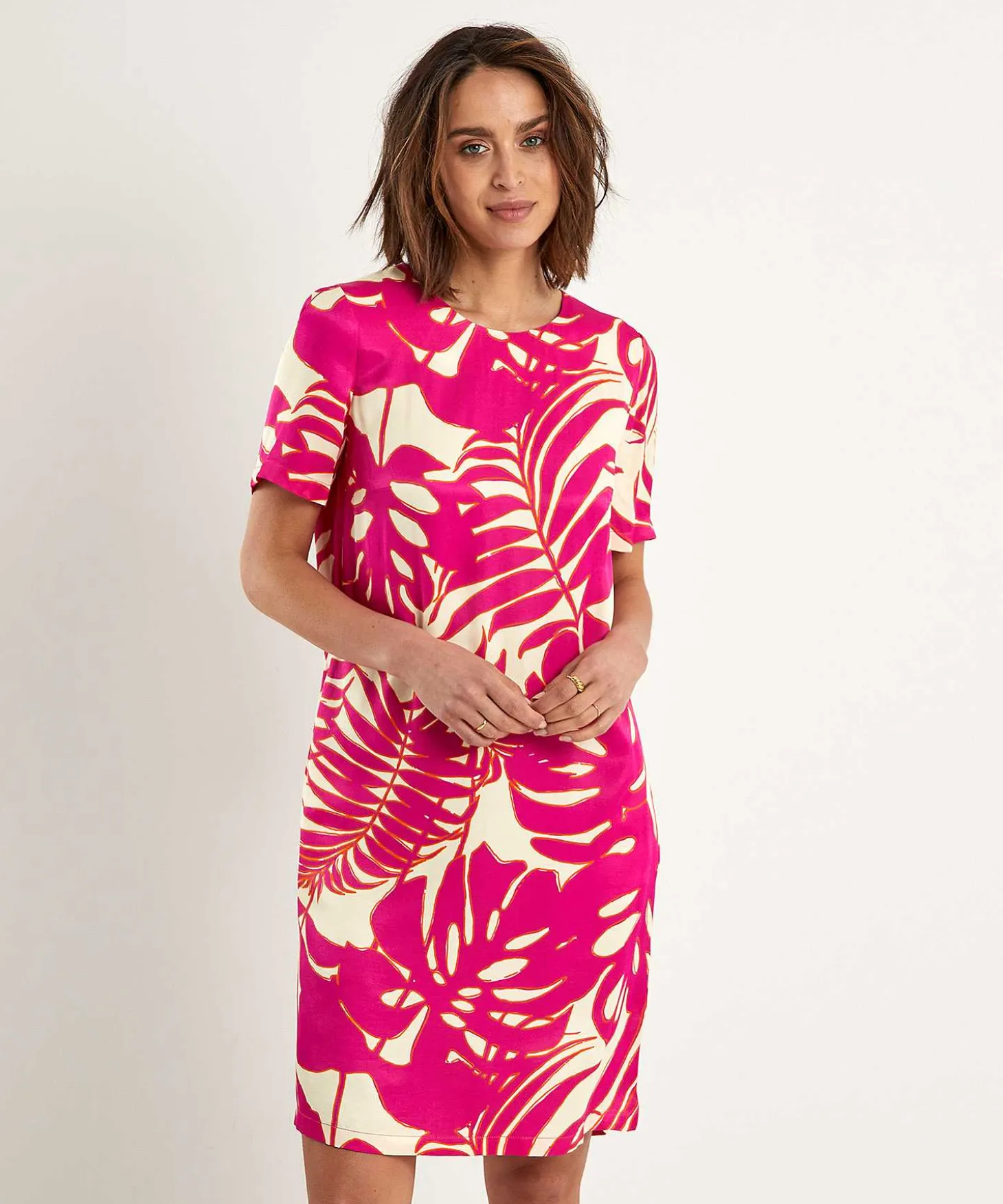 Oui Silky Jurk Bladprint