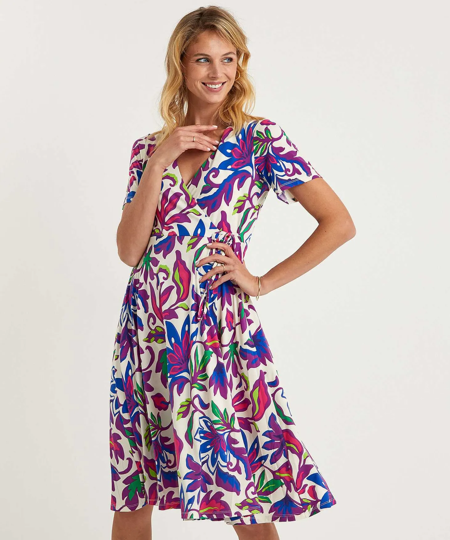 Oui Slinky Overslagjurk Big Flower