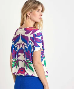 Oui Slinky Shirt Big Flower
