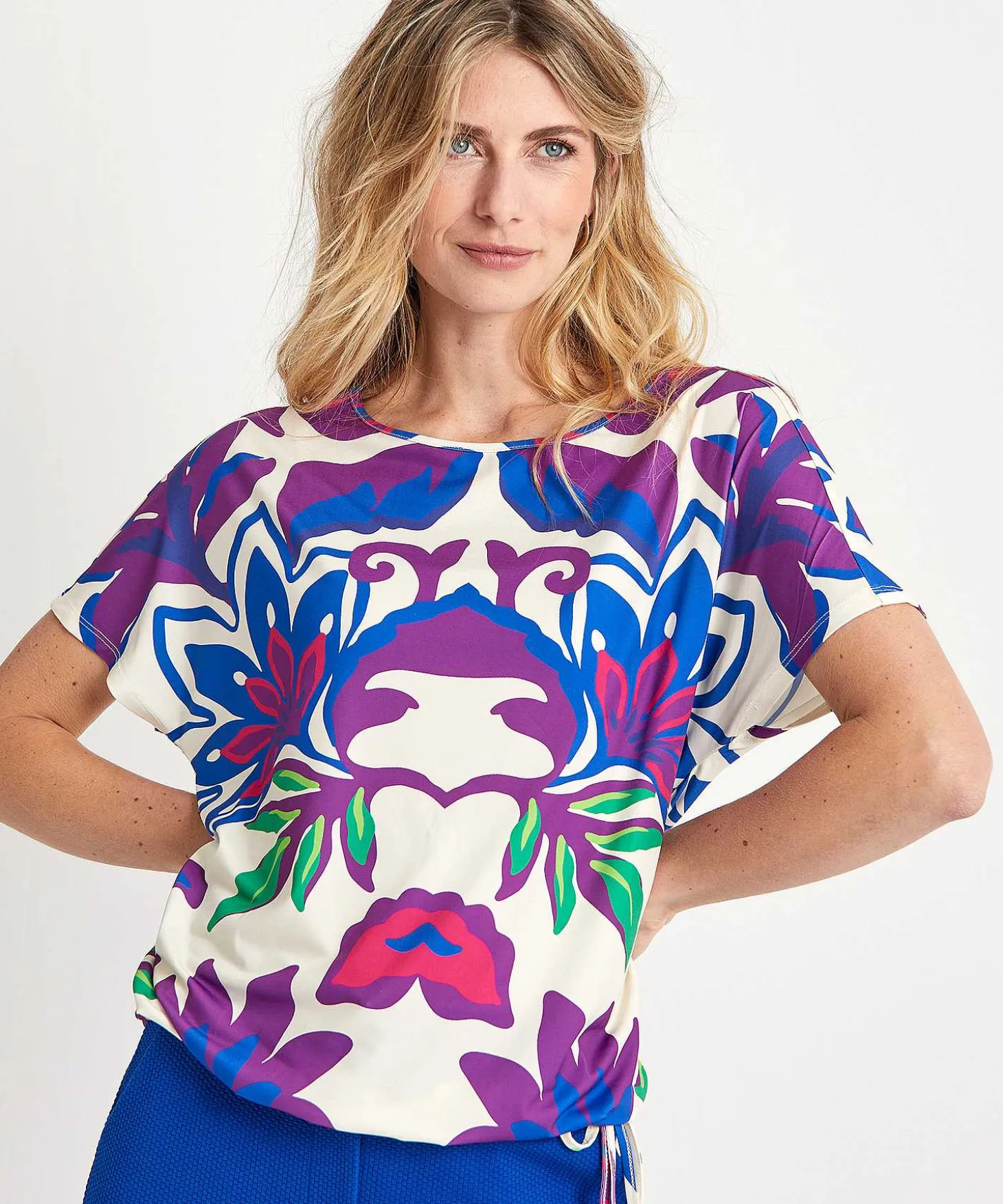 Oui Slinky Shirt Big Flower