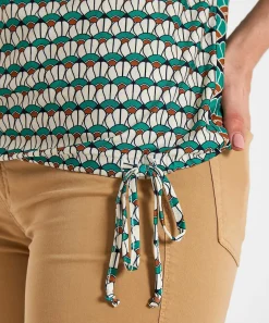 Oui Slinky Shirt Retroprint Aansnoerkoordje