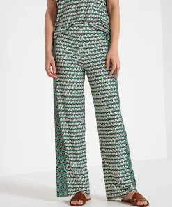 Oui Slinky Wide Leg Broek Retroprint