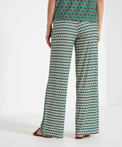 Oui Slinky Wide Leg Broek Retroprint
