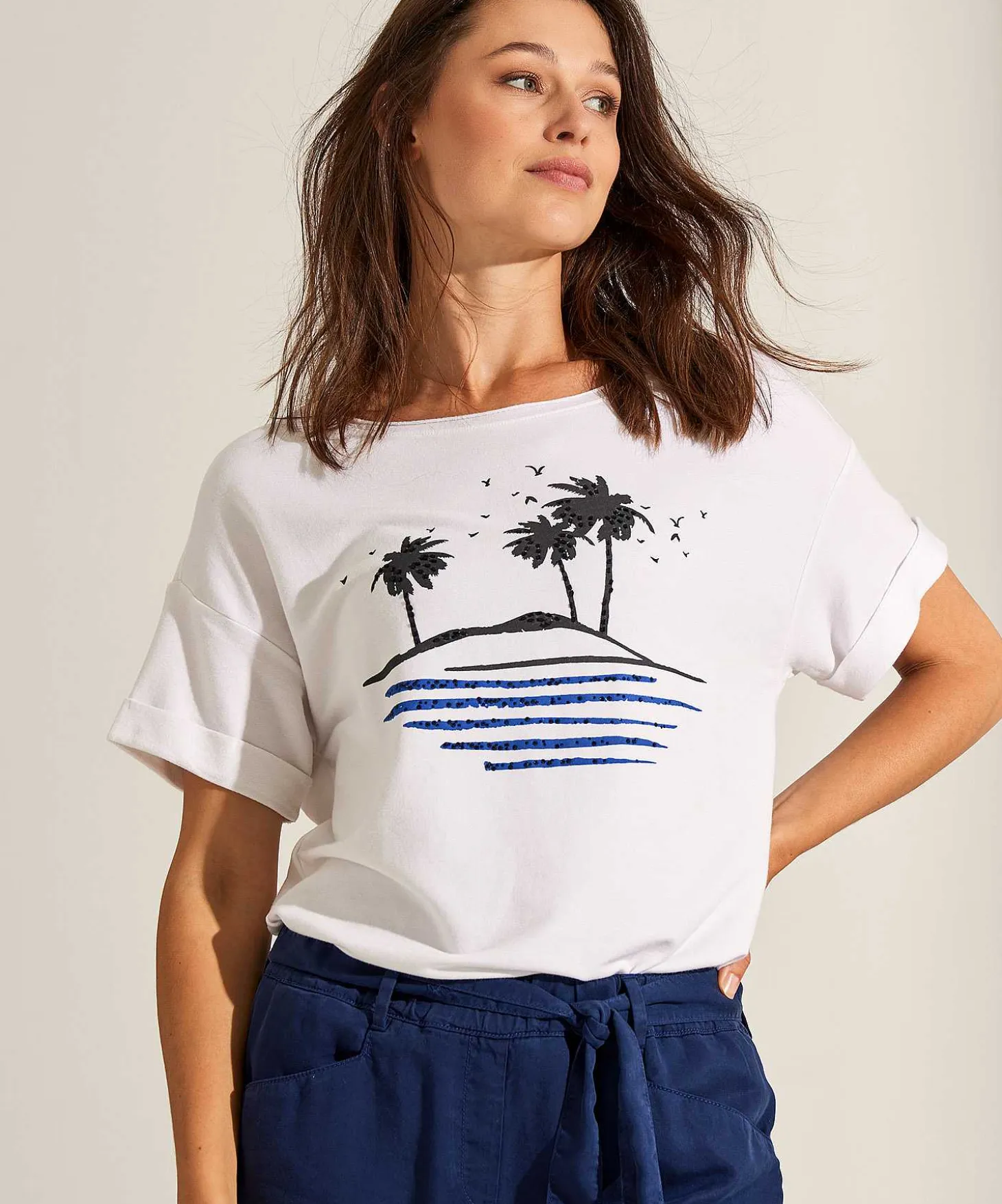 Oui T-Shirt Palmbomen Kraaltjes