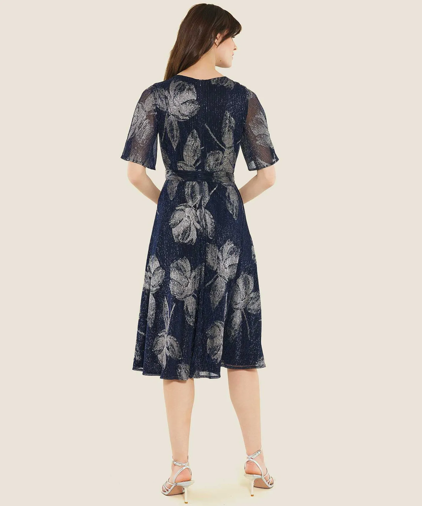 Swing Overslagjurk Lurex Flowers