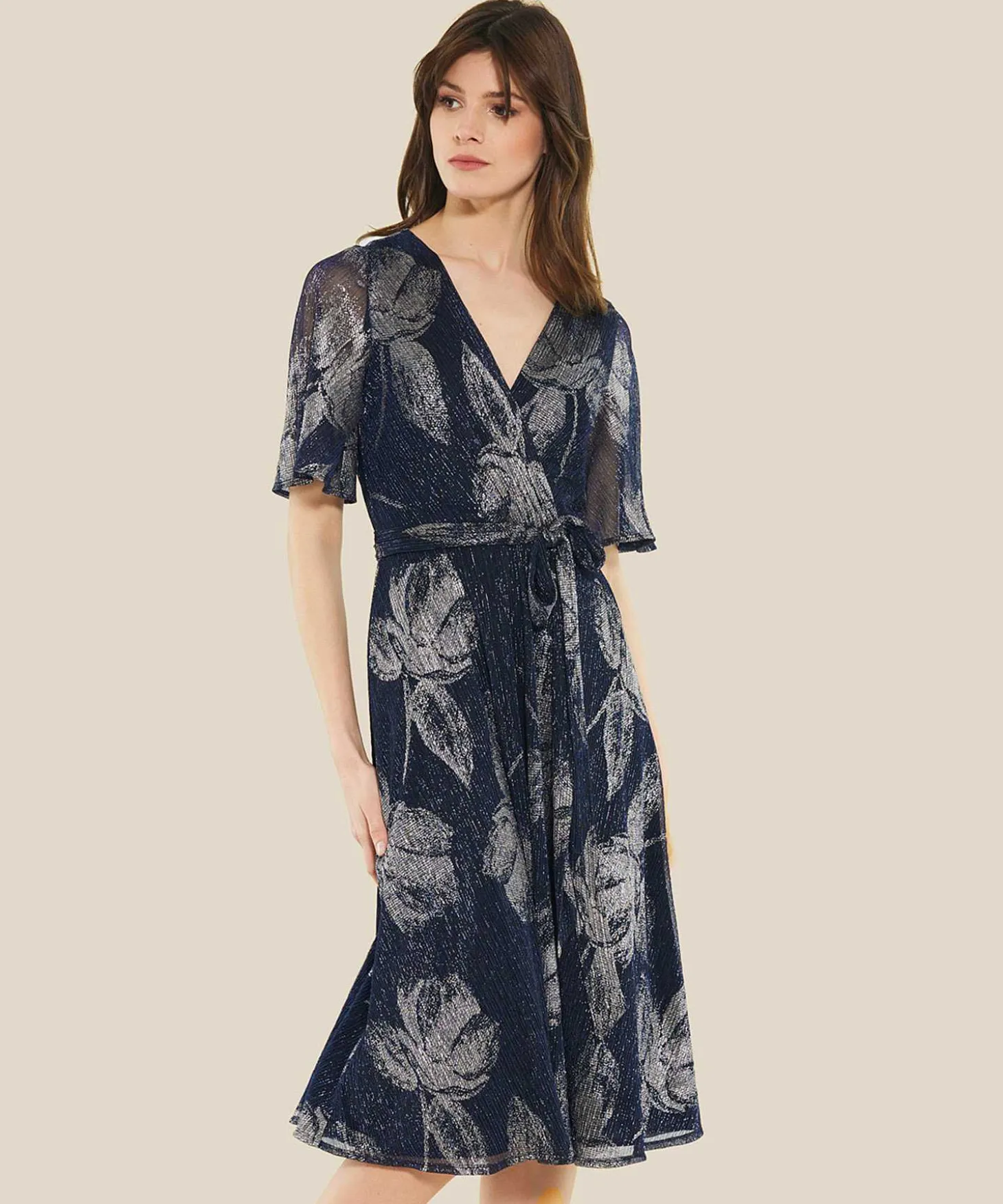 Swing Overslagjurk Lurex Flowers