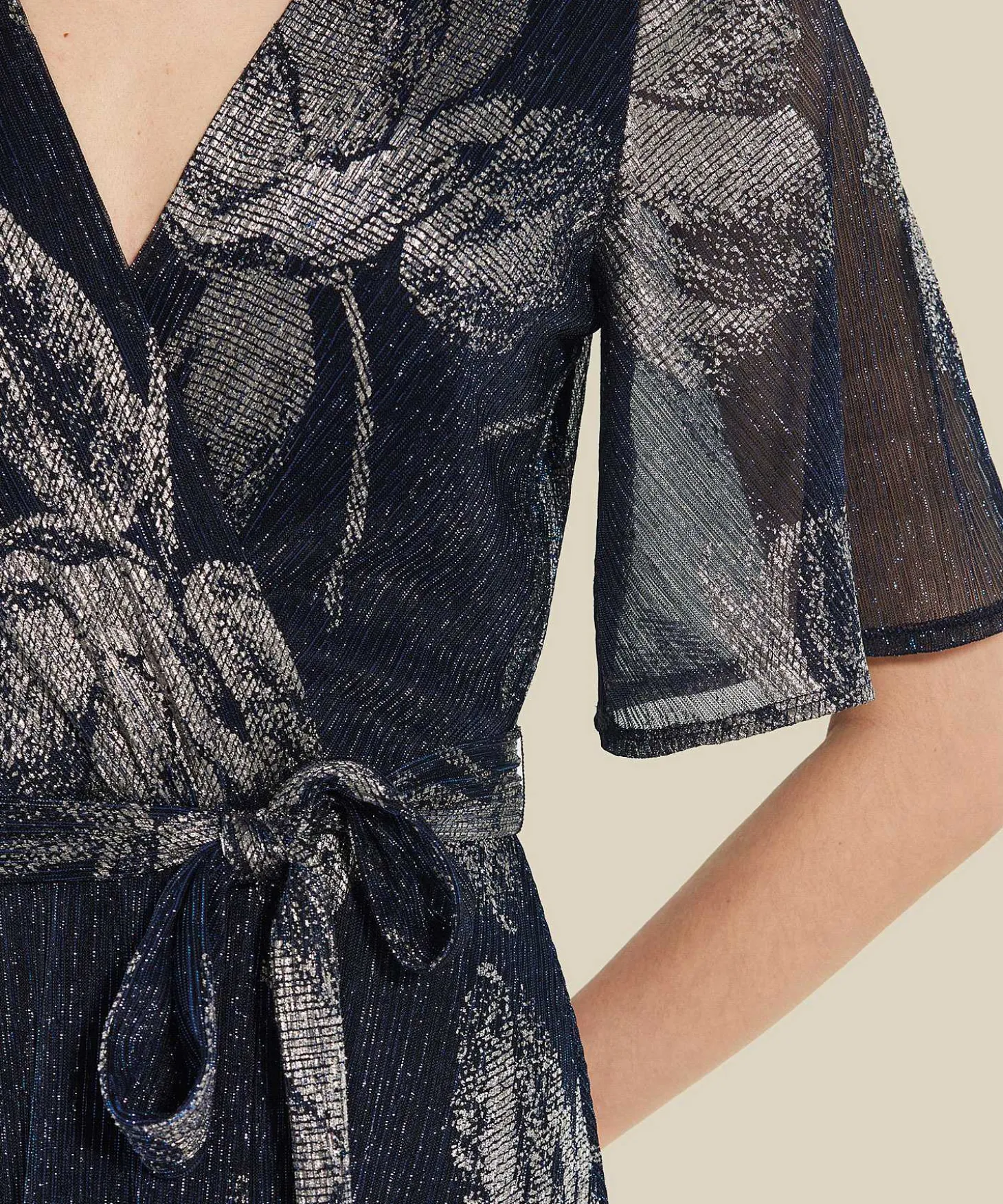 Swing Overslagjurk Lurex Flowers