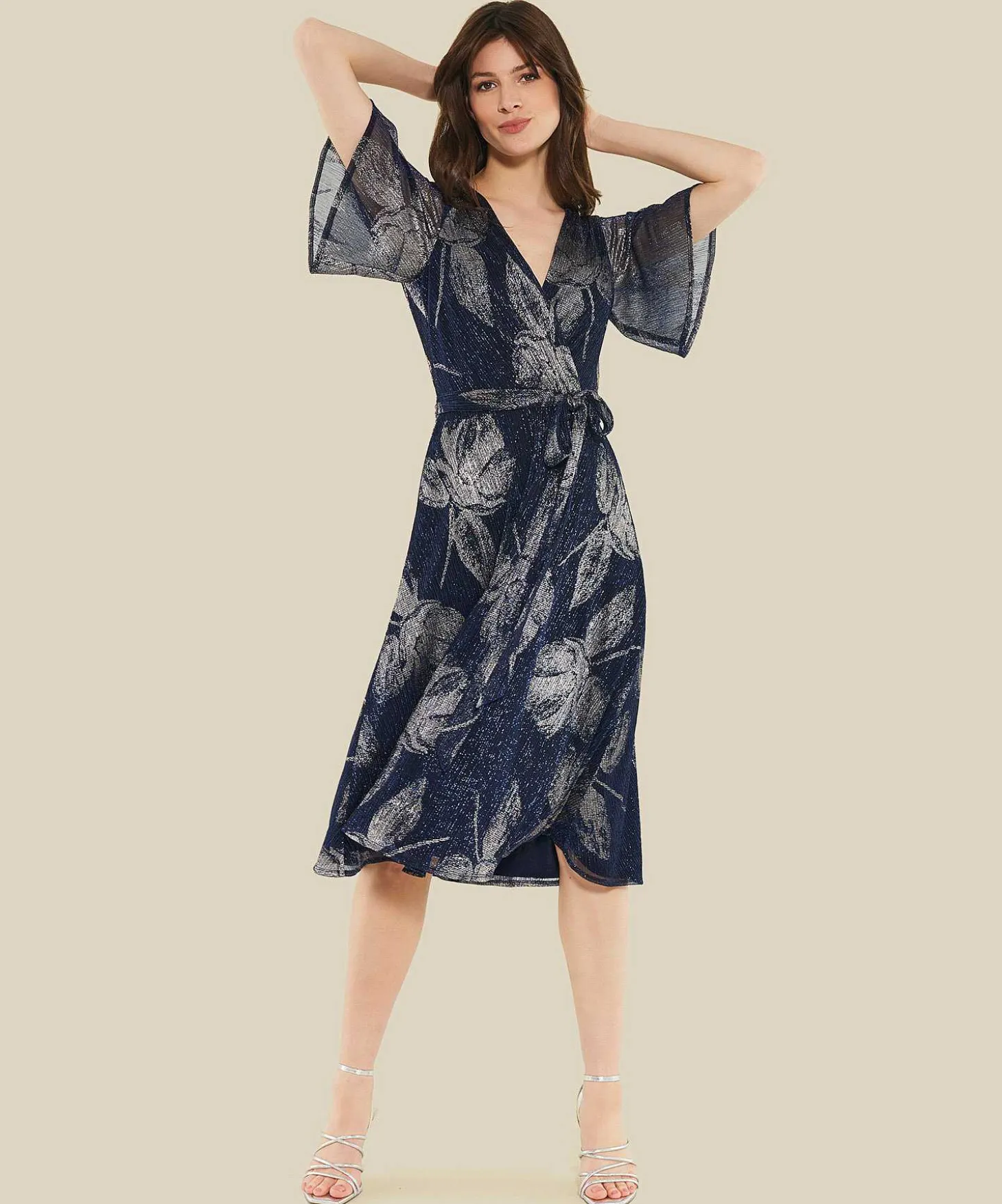 Swing Overslagjurk Lurex Flowers