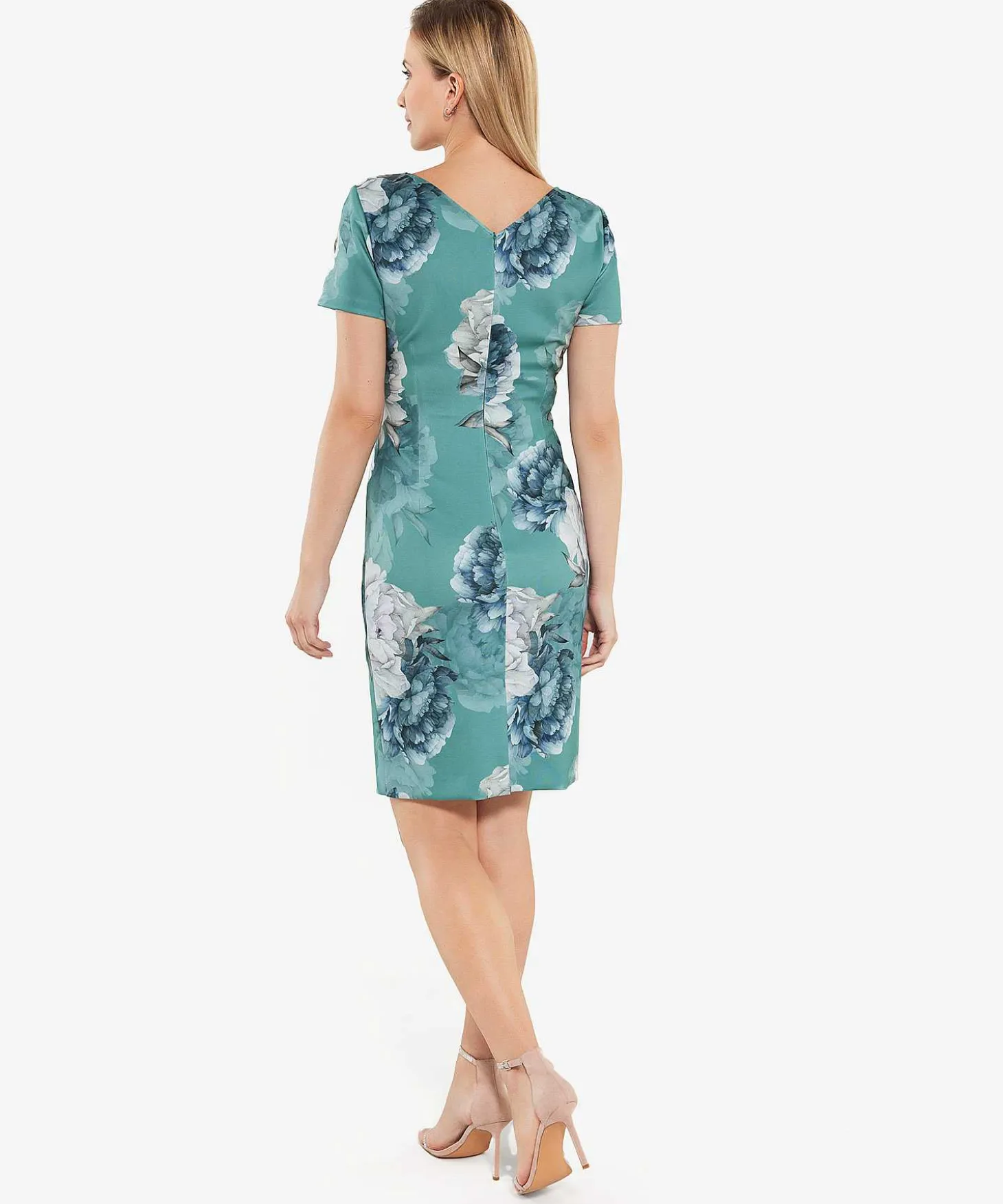 Swing Pencil Jurk Flower Pleated