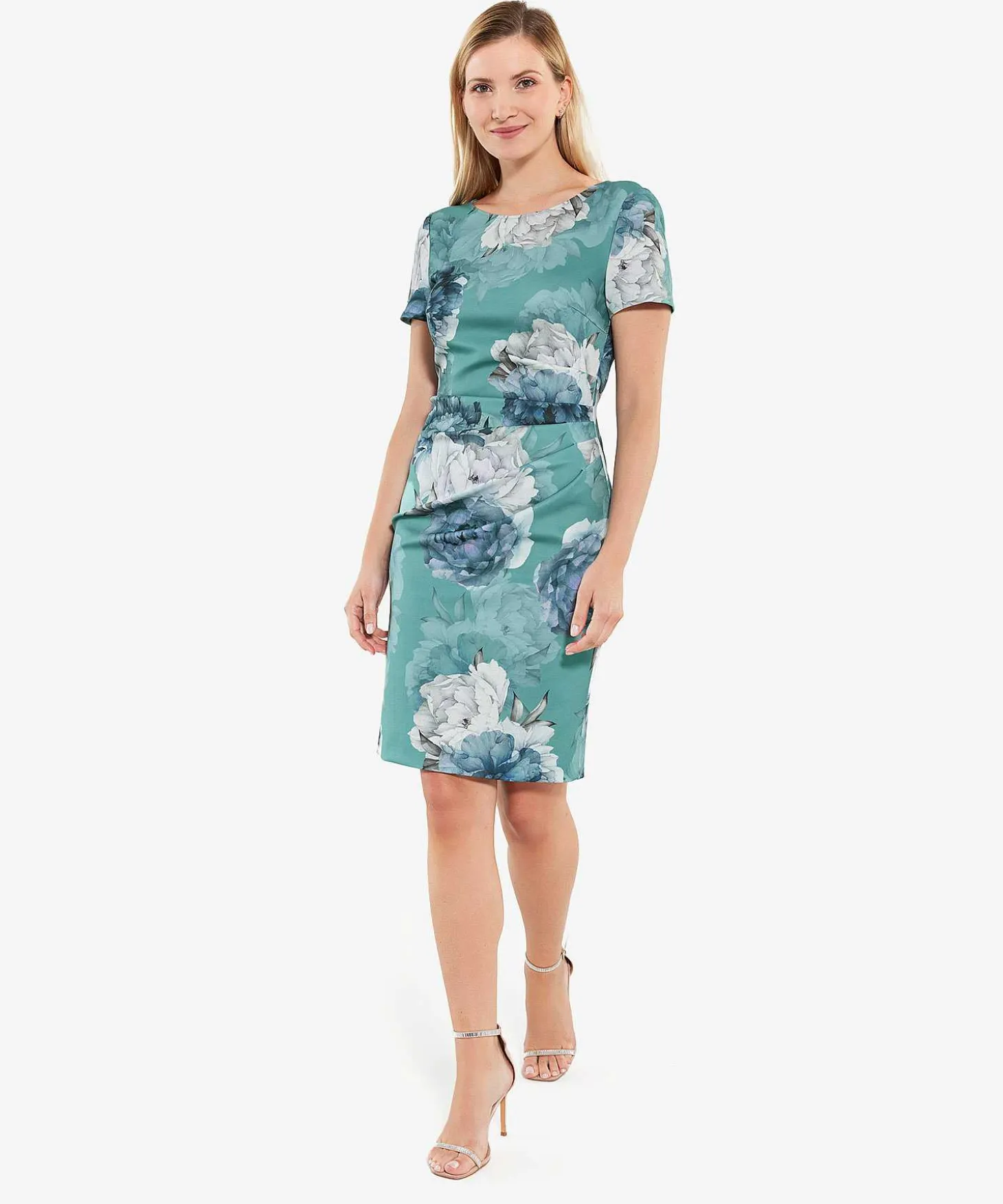 Swing Pencil Jurk Flower Pleated