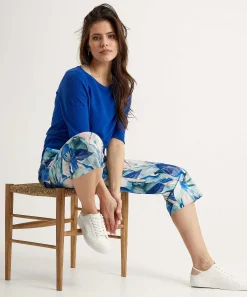 Toni Capri Broek Bladprint Pia Wide Leg